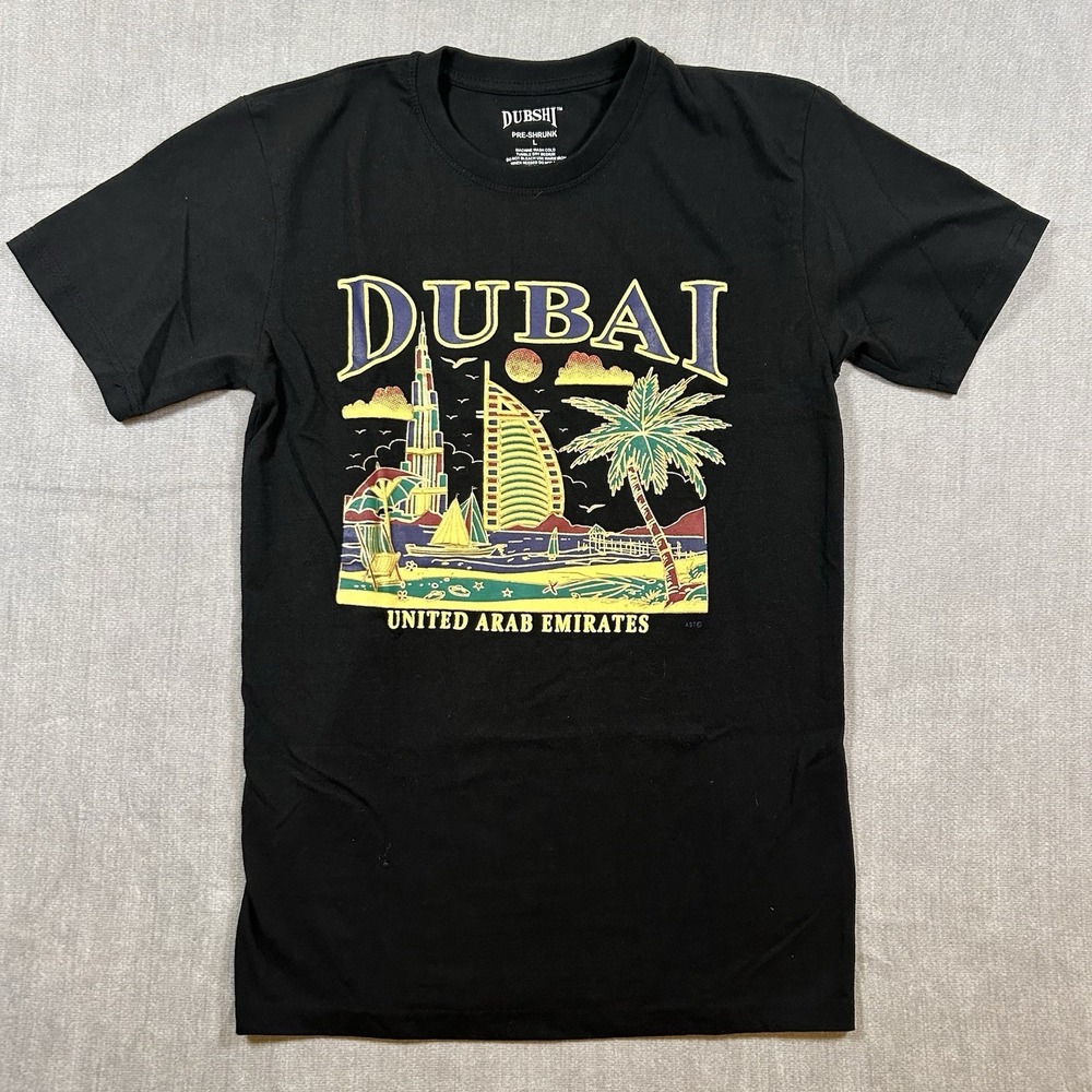Dubshi Dubai United Arab Emirates Graphic T-Shirt Black Large *Tight Fit